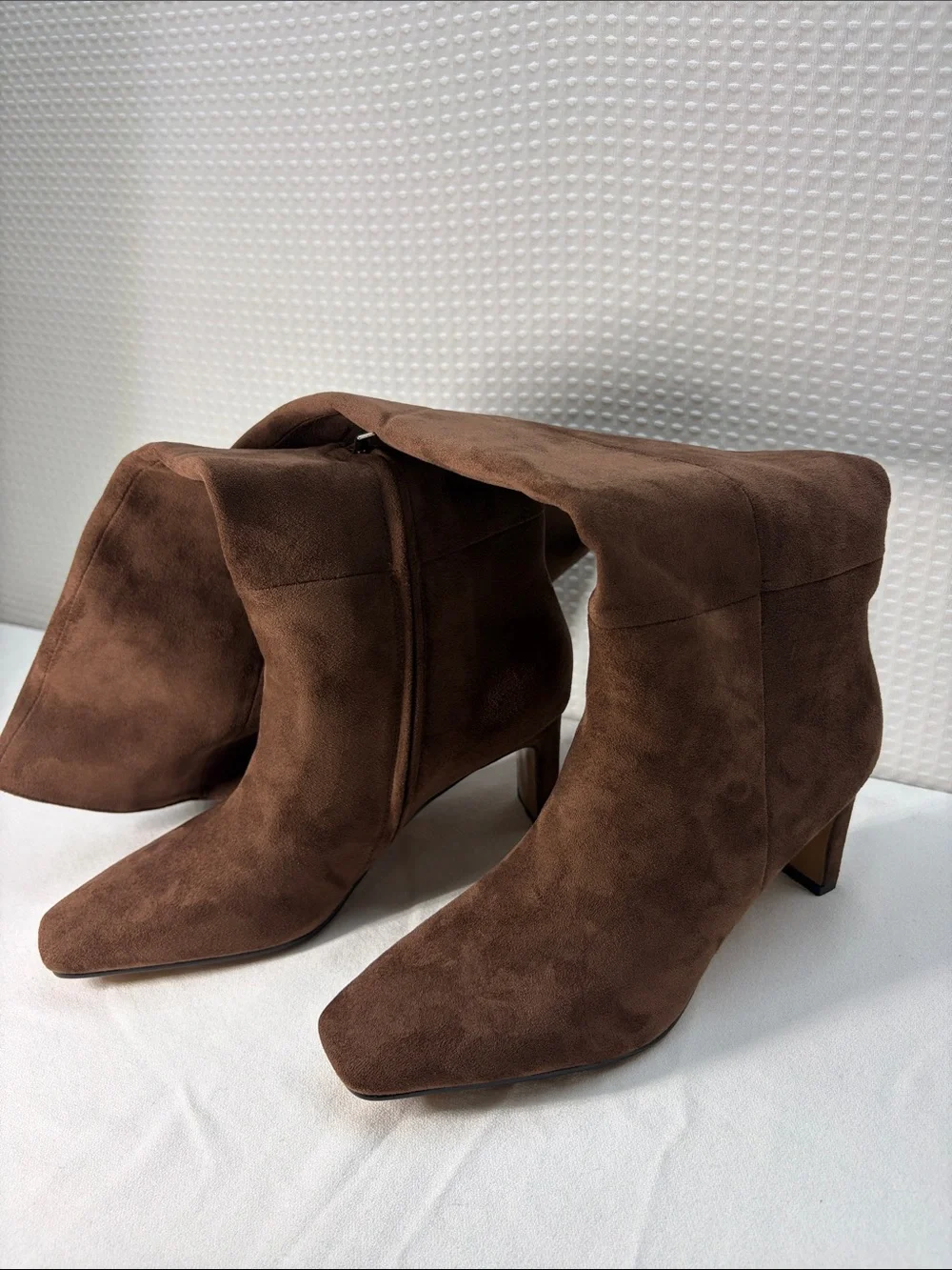 Brown Suede Over-the-Knee Boots with Block Heel